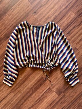 Like New Striped Wrap Crop Top
